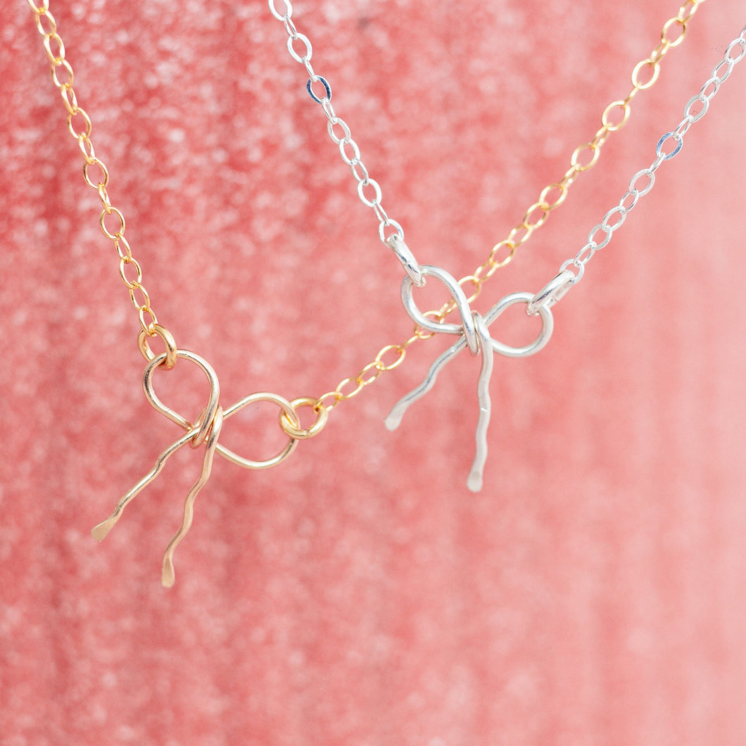BOW NECKLACE - SILVER + GOLD