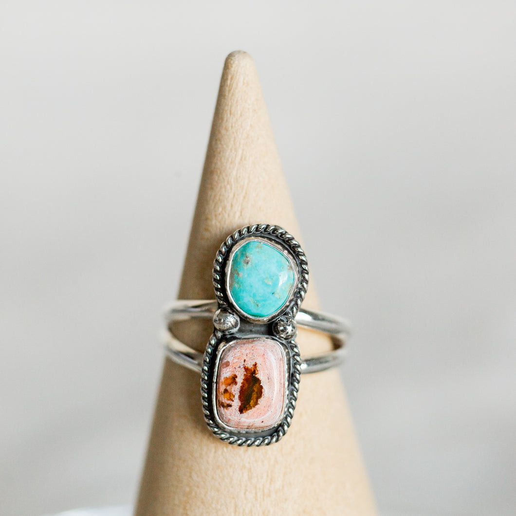 SZ 9.5 / OPAL + TURQUOISE RING
